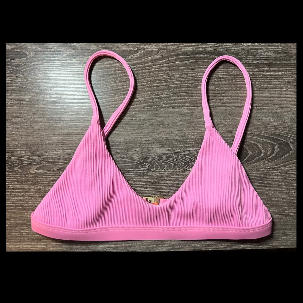 Kulani Kinis Minimal Bikini Top Pink Ribbed